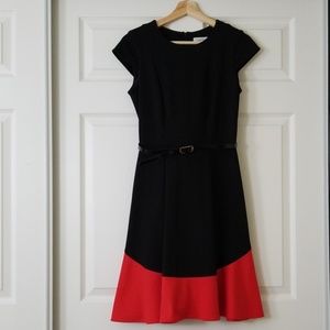 Black and Red Cap Sleeve Calvin Klein Dress